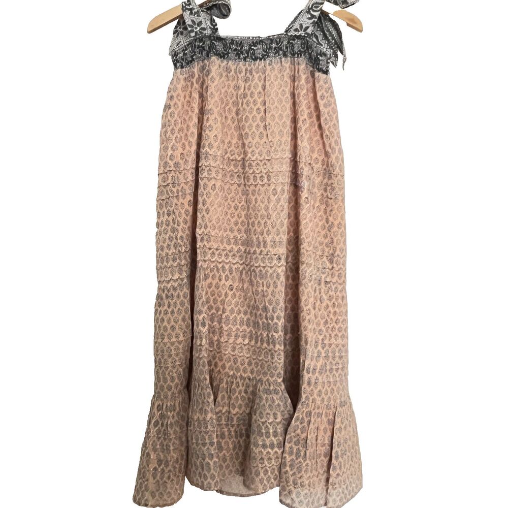 Cleobella Dress XS Organic Cotton Sundress Shoulder Tie Peach - Picture 2 of 10